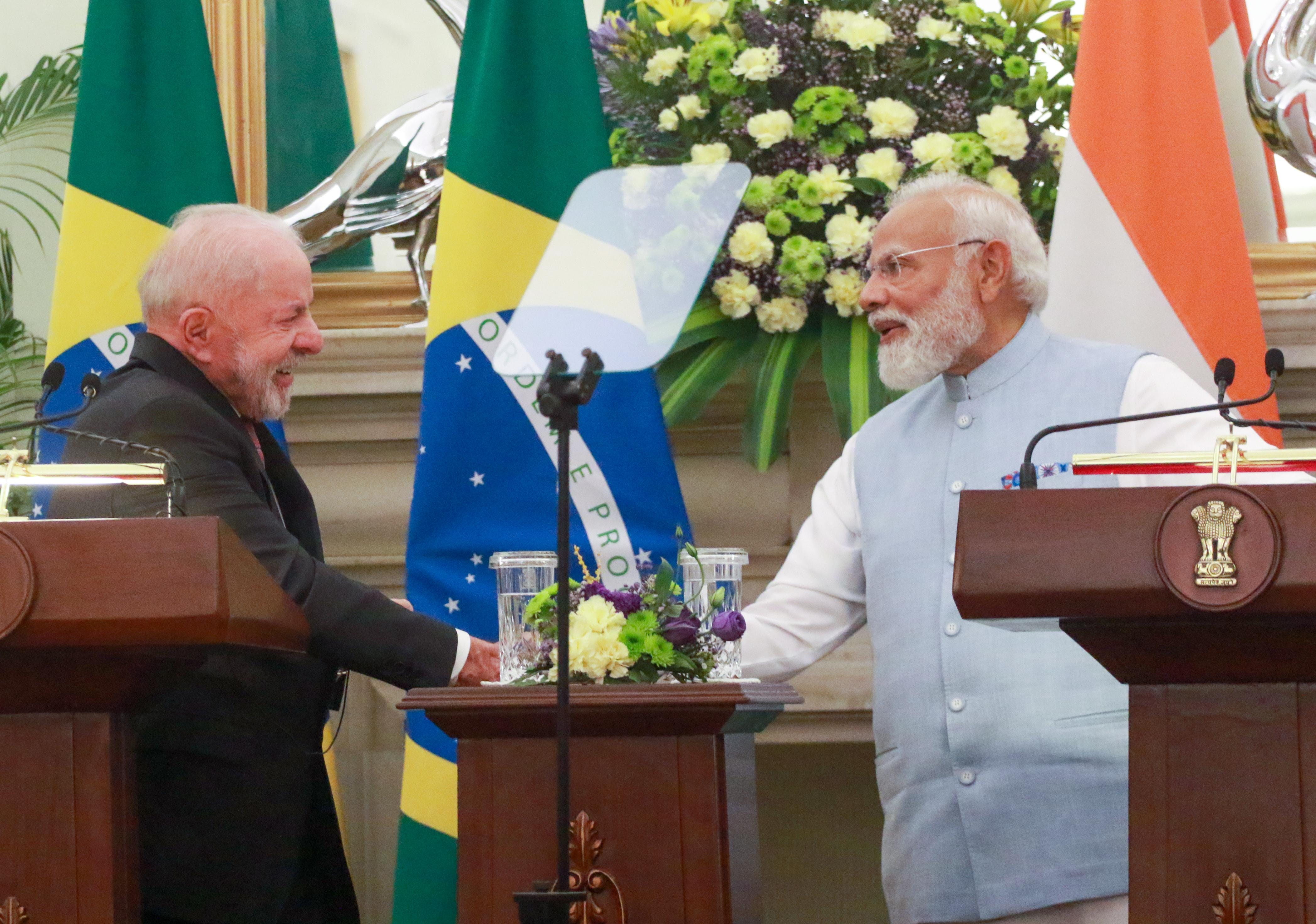 New Delhi: PM Modi, President Lula at Hyderabad House