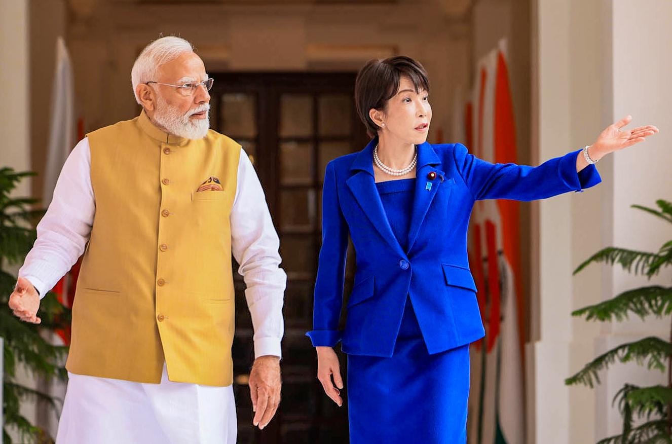 New Delhi: PM Modi receives Japanese PM Sanae Takaichi at Hyderabad House