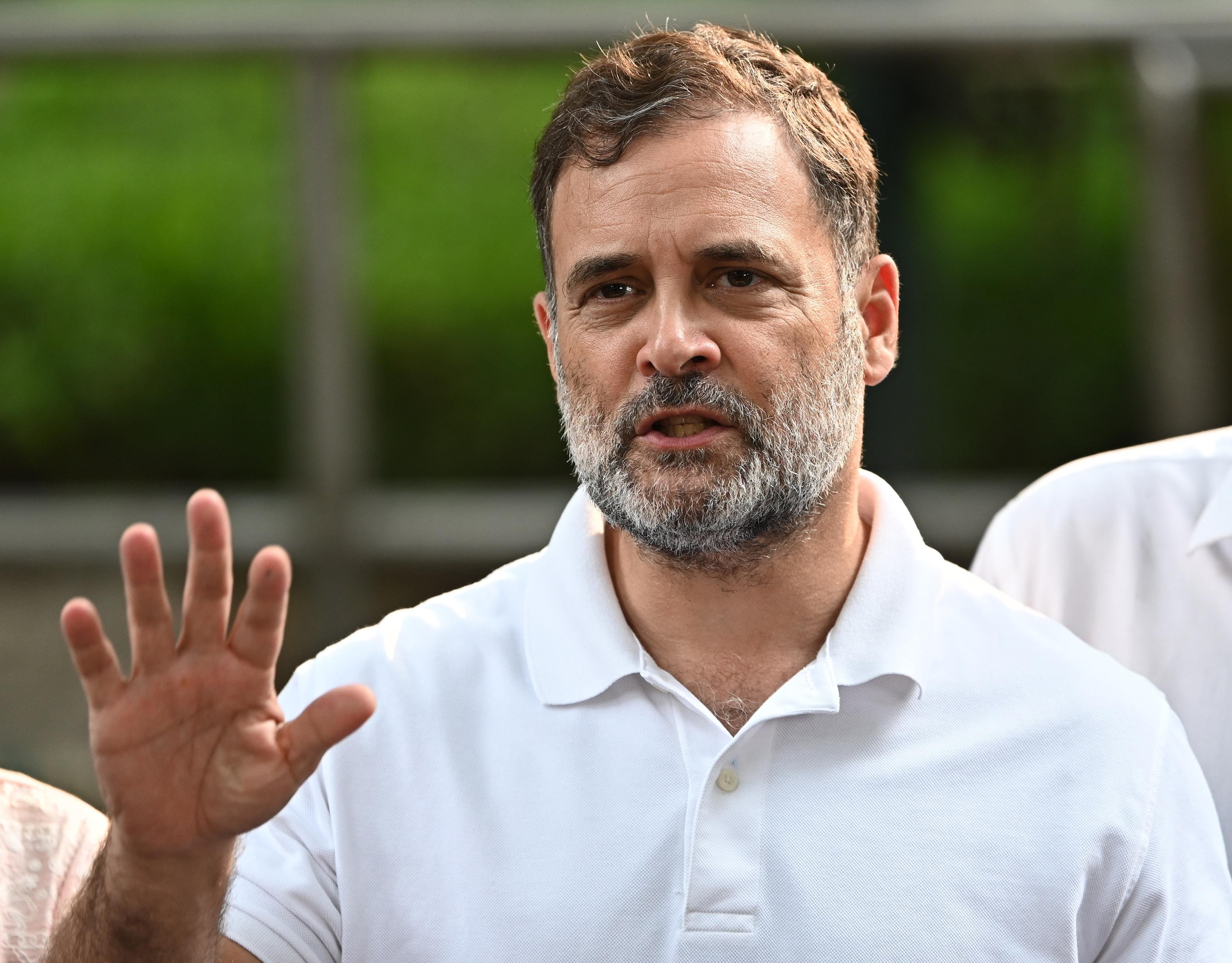 New Delhi: Rahul Gandhi addresses media with CJP protestors