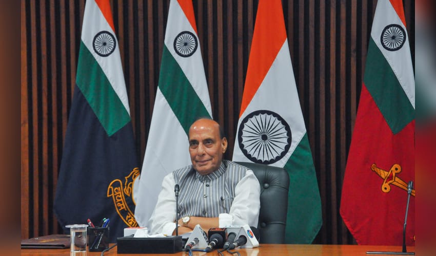 New Delhi: Rajnath Singh interacts with CWG 2026 medallists