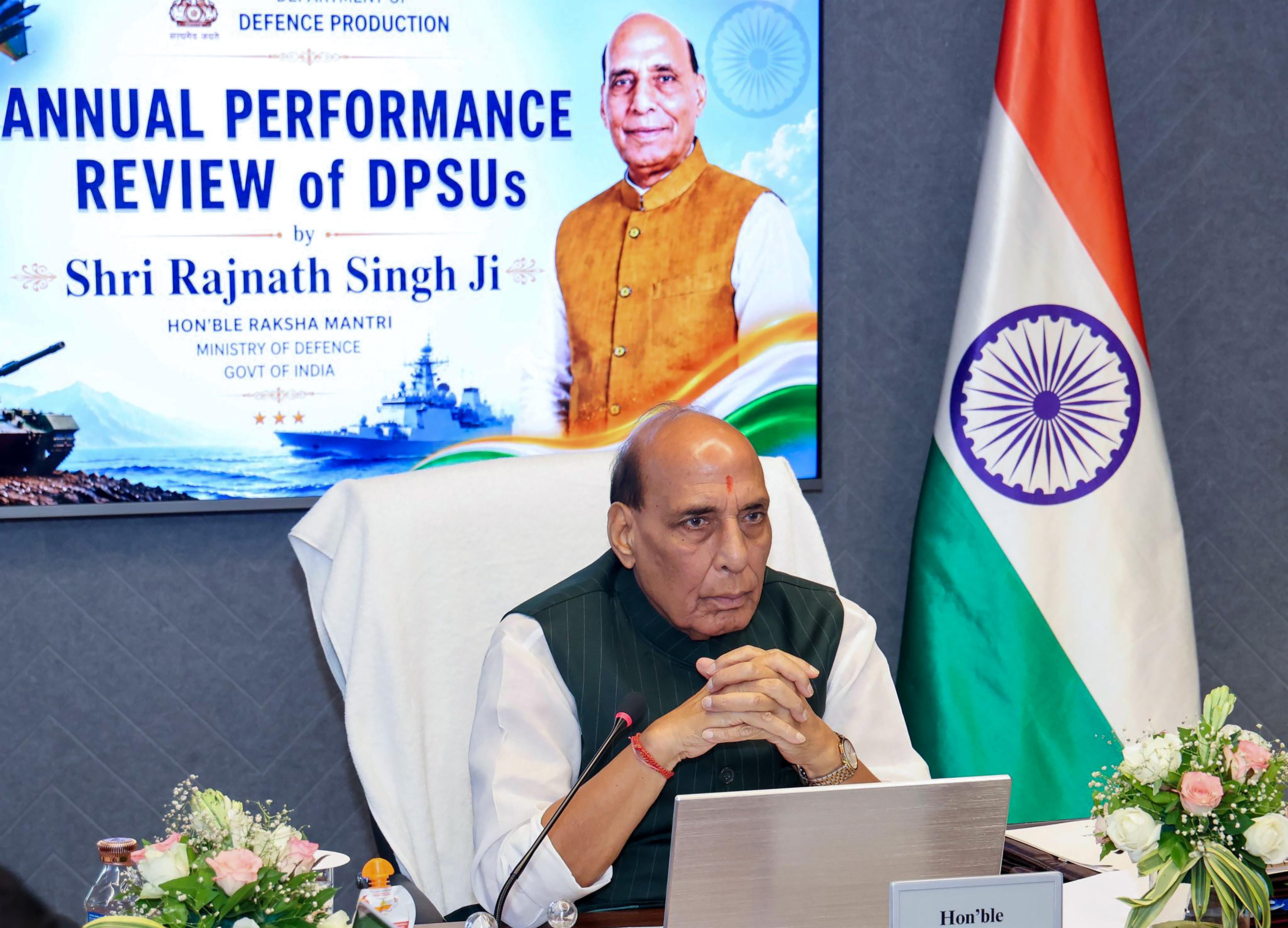 New Delhi: Rajnath Singh reviews DPSUs performance