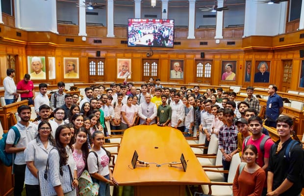 New Delhi: Vijender Gupta Interacts with Delhi University Students