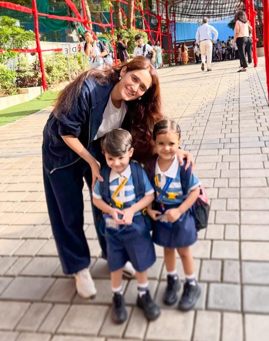 Pankhuri Awasthy reveals she ‘found herself crying’ as her twin babies kick-started their schooling journey