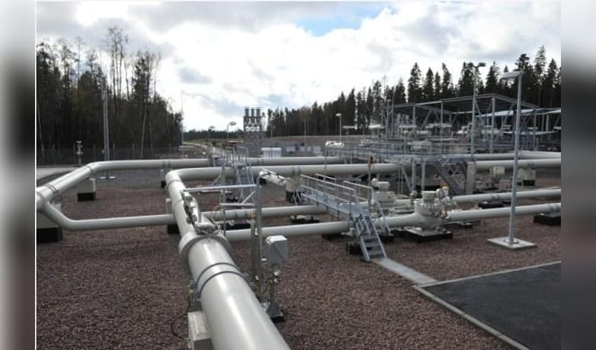 Picture shows Nord Stream pipeline equipments before the opening ceremony of the North Stream second gas link in Portovaya bay, near the town of Vyborg in northwestern Russia.