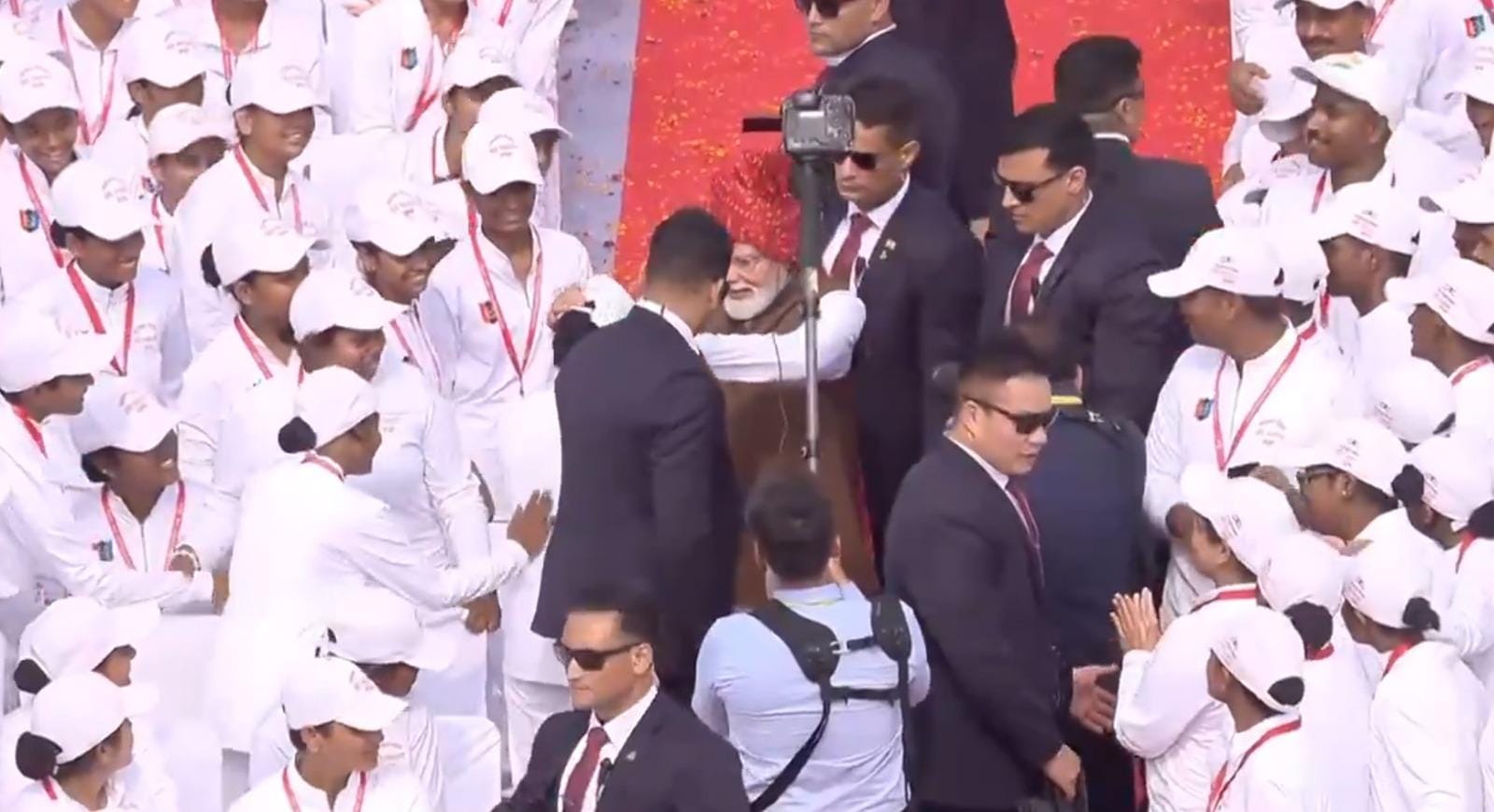 PM Modi breaks protocol to meet children, picks up fallen cap in heartwarming Red Fort moment