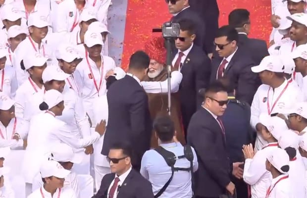 PM Modi breaks protocol to meet children, picks up fallen cap in heartwarming Red Fort moment