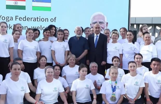 PM Modi participates in a Yoga Session in Tashkent