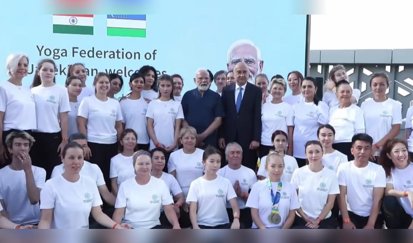 PM Modi participates in a Yoga Session in Tashkent