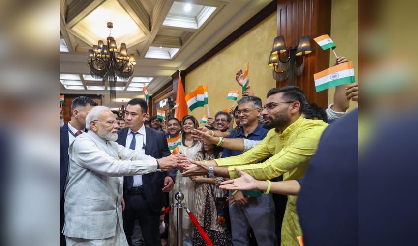 PM Modi receives warm welcome from Indian community in Kyrgyzstan