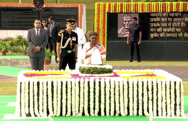 Prez Murmu, VP Radhakrishnan pay floral tributes to Atal Bihari Vajpayee at Sadaiv Atal