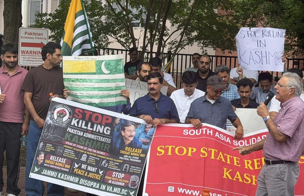 Protest held outside Pakistan Embassy in Washington over escalating unrest in PoK