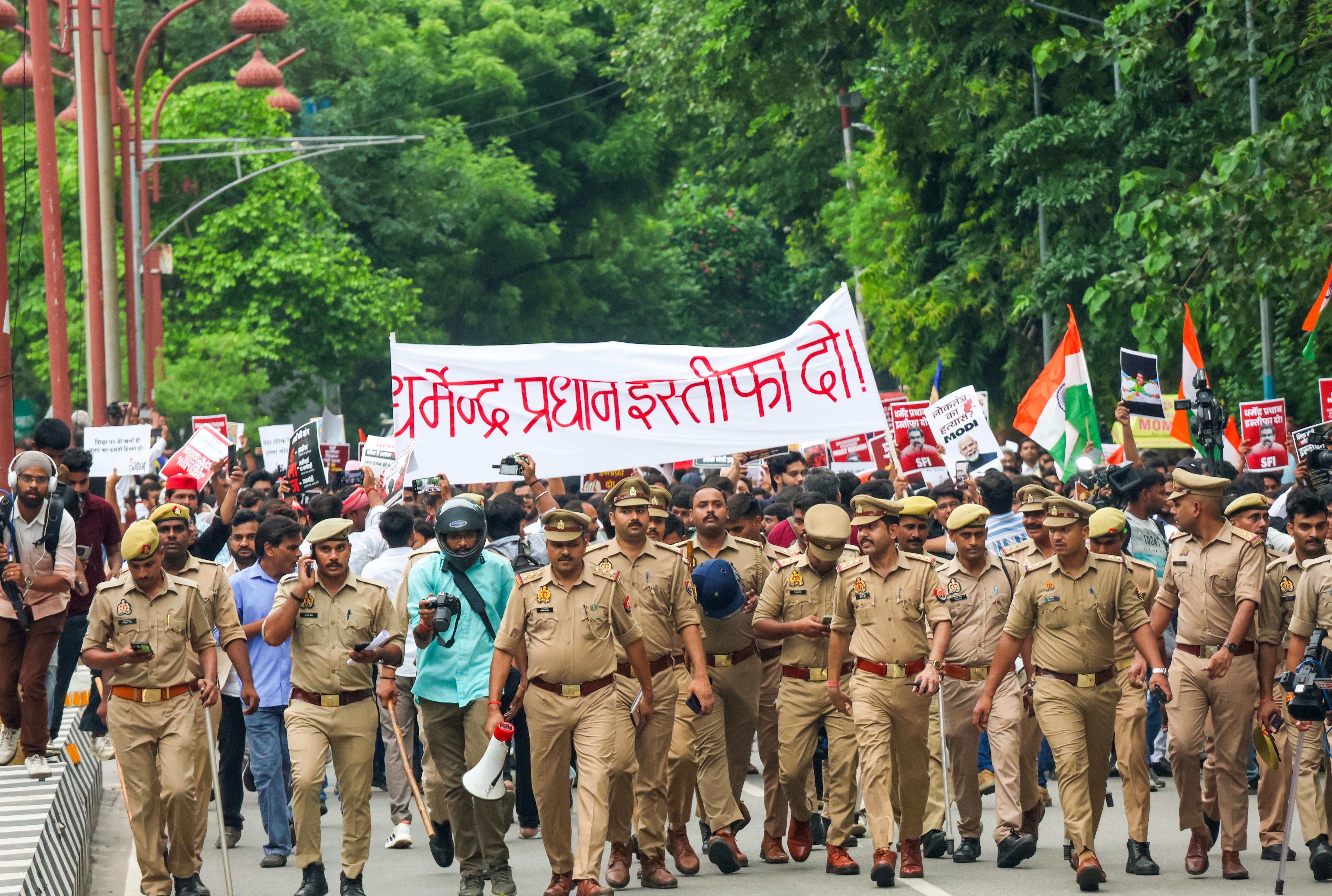 Protest March Over NEET Paper Leak in Lucknow