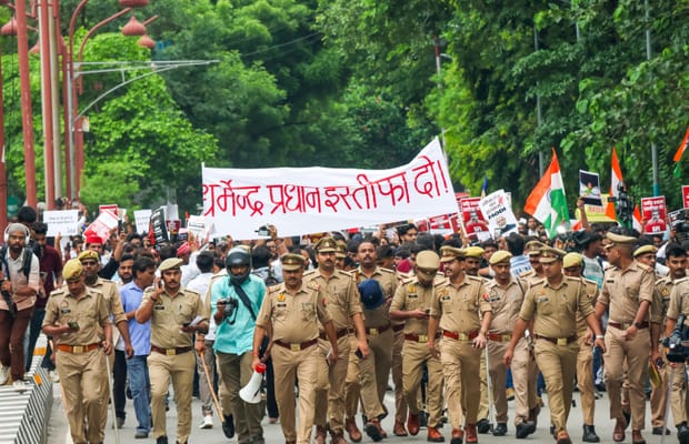 Protest March Over NEET Paper Leak in Lucknow