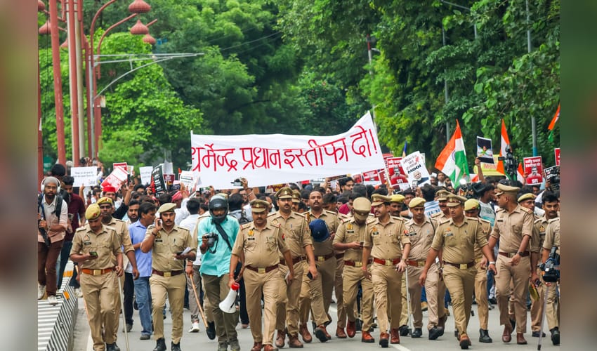 Protest March Over NEET Paper Leak in Lucknow