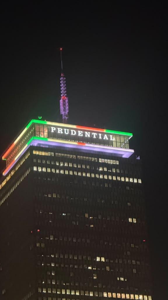 Prudential Center in Boston glows in Indian tricolour