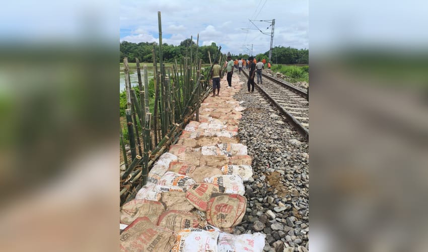 Rail link to several NE states remains disrupted since two weeks after track subsidence in Assam