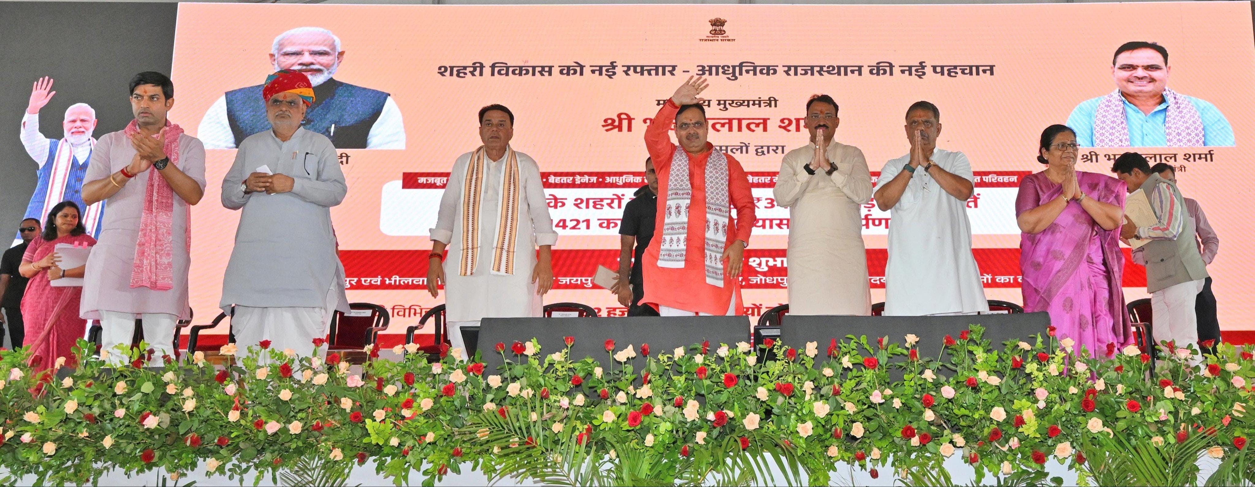 Rajasthan CM launches Rs 3,500 cr development projects, flags off 71 PM e-buses (Photo: @BhajanlalBjp/X)