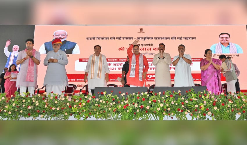 Rajasthan CM launches Rs 3,500 cr development projects, flags off 71 PM e-buses (Photo: @BhajanlalBjp/X)