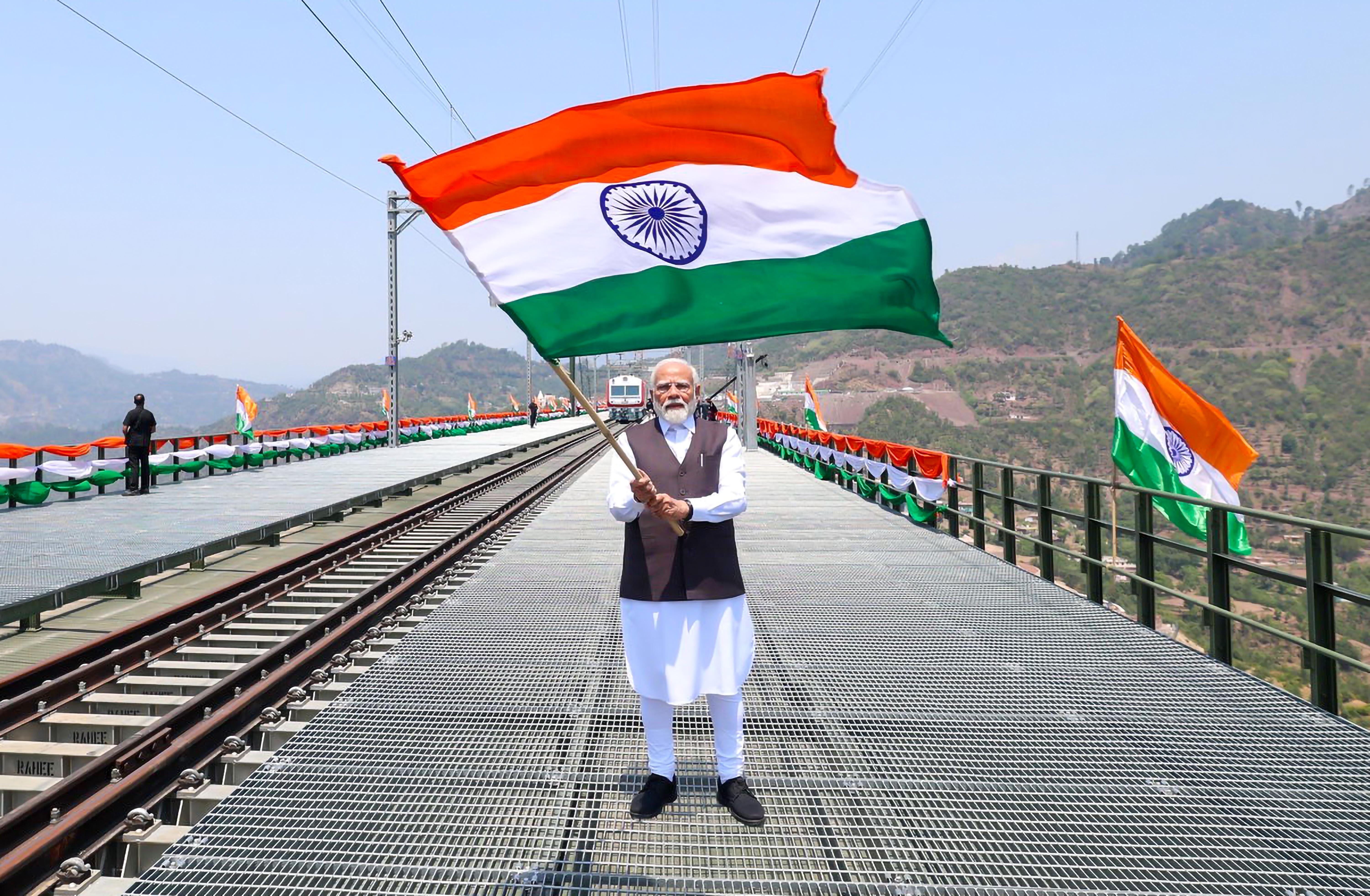 Reasi: PM Modi inaugurates Chenab Rail Bridge, visits the bridge deck