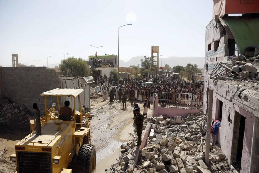 Rescue workers,prison,airstrike,Saada,Yemen,