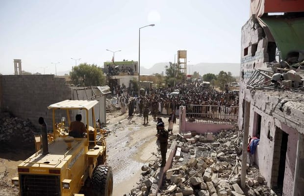 Rescue workers,prison,airstrike,Saada,Yemen,
