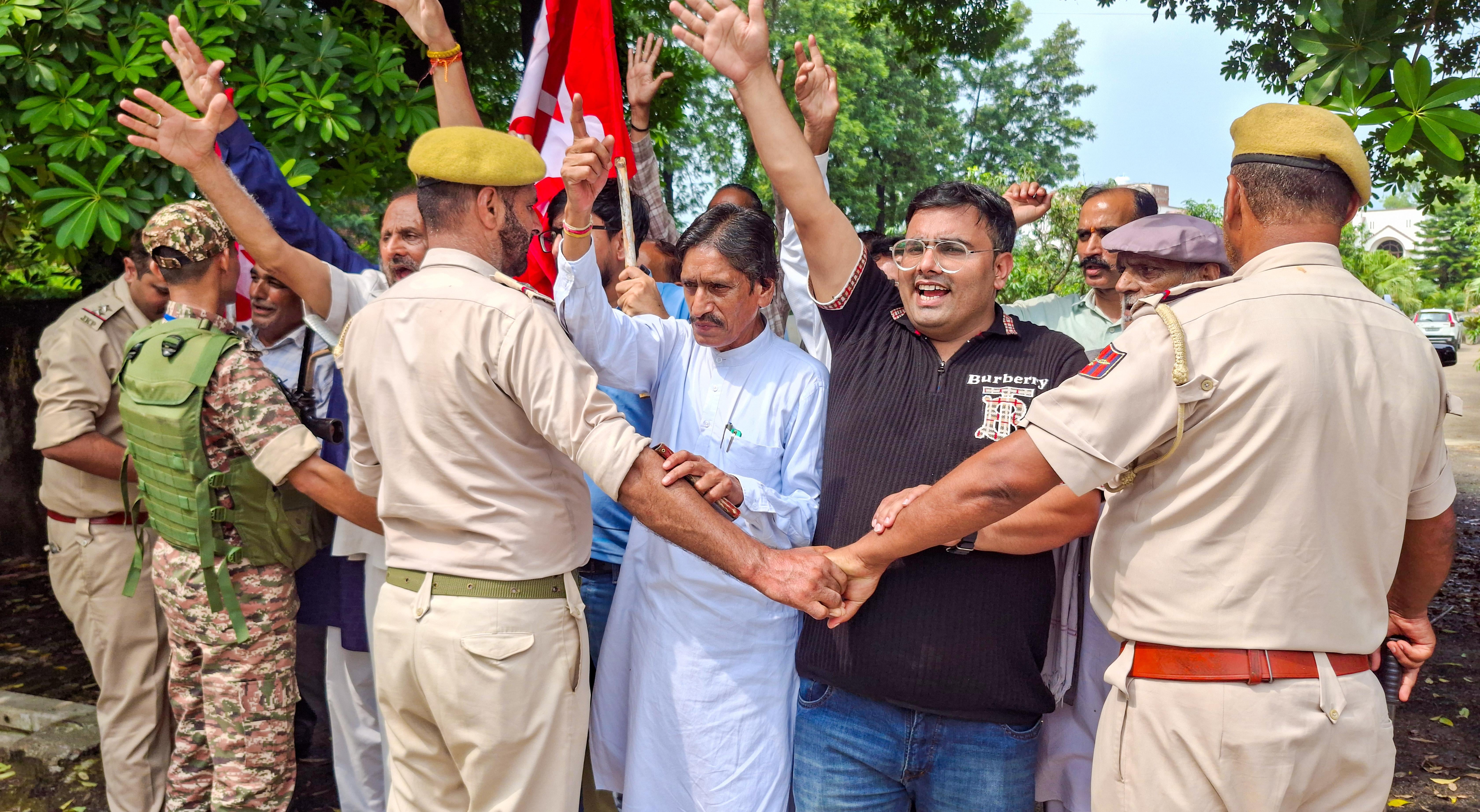 Samba: National Conference workers protest demanding restoration of statehood