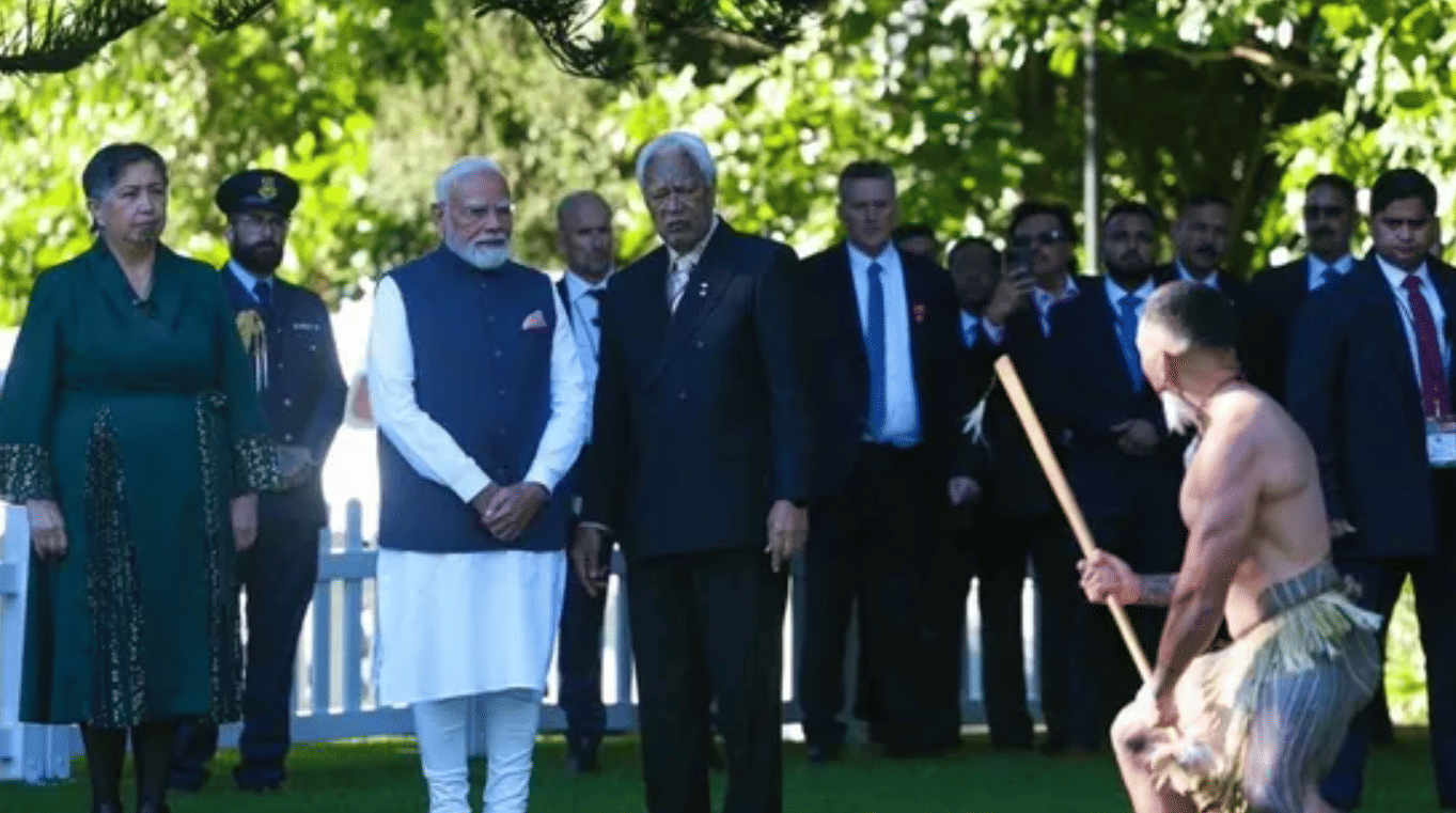 PM Modi Accorded Traditional Maori Powhiri at Government House in Auckland