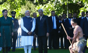 PM Modi Accorded Traditional Maori Powhiri at Government House in Auckland