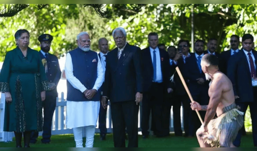 PM Modi Accorded Traditional Maori Powhiri at Government House in Auckland