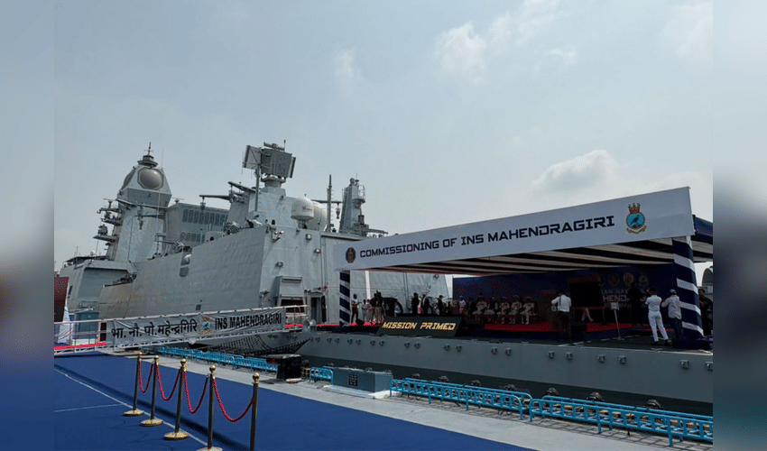 Rajnath Singh Commissions Homegrown Stealth Frigate INS Mahendragiri in Visakhapatnam