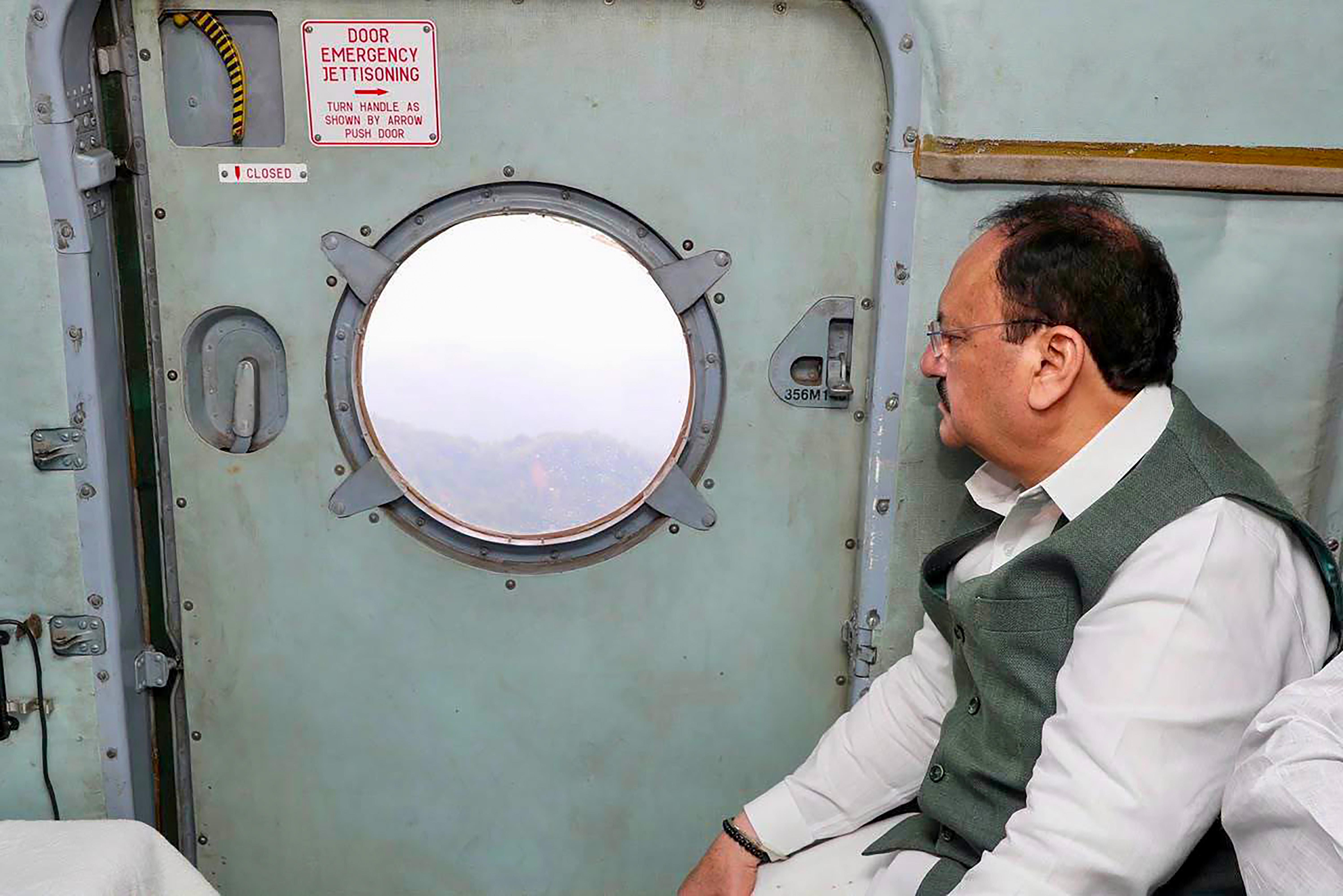 Sivasagar: JP Nadda conduct aerial survey of flood-hit areas