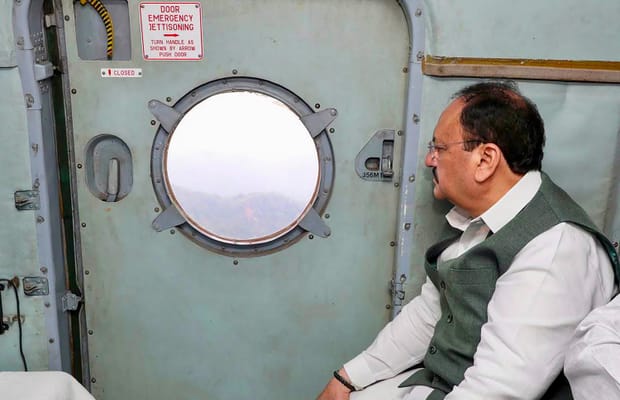 Sivasagar: JP Nadda conduct aerial survey of flood-hit areas