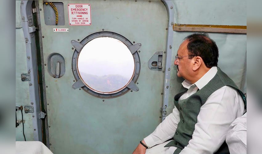 Sivasagar: JP Nadda conduct aerial survey of flood-hit areas