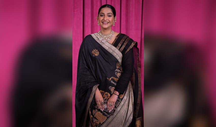Sonam Kapoor exudes elegance in black saree, statement jewellery at Mumbai event