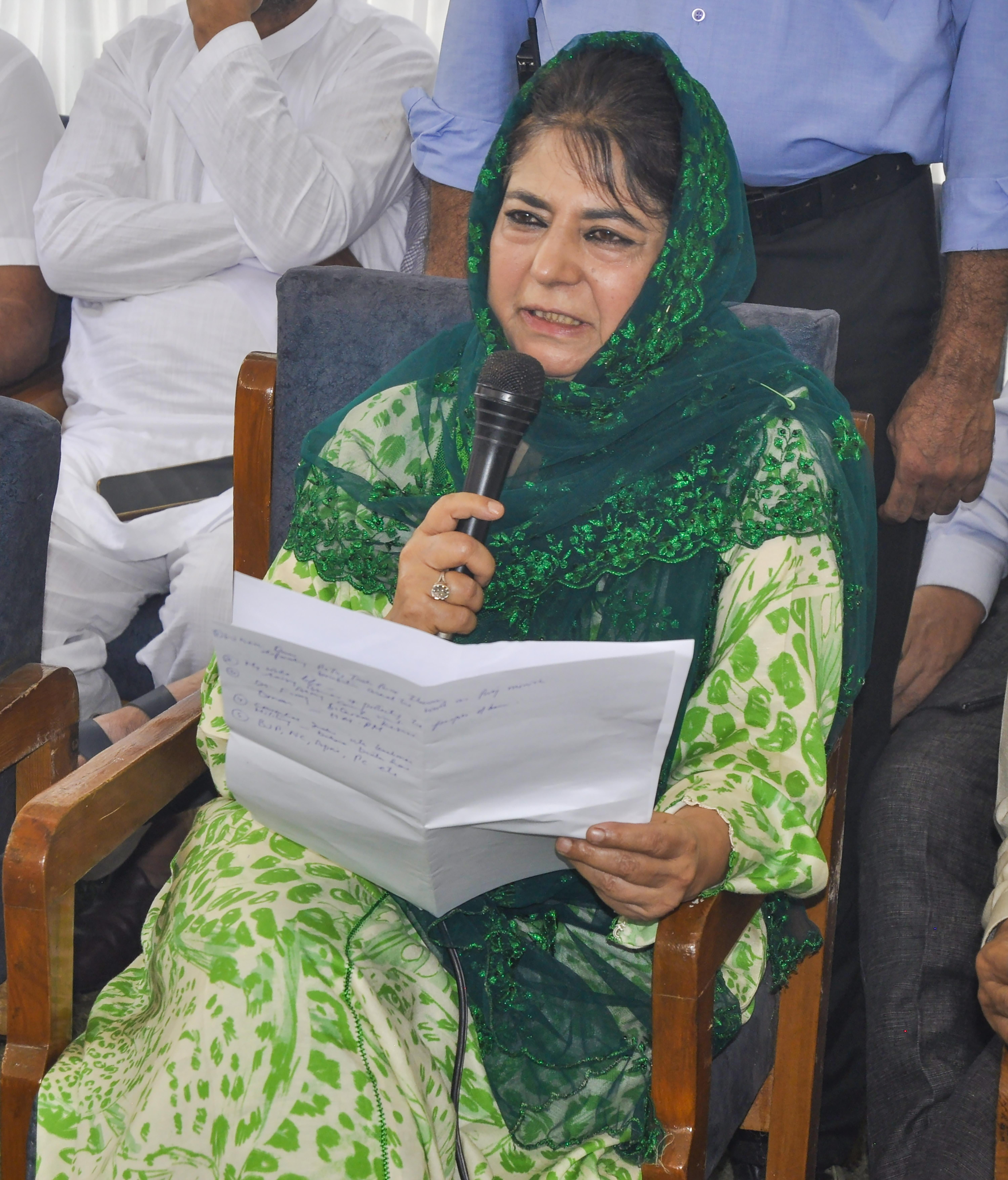 Srinagar: Mehbooba Mufti addresses media on PDP foundation day