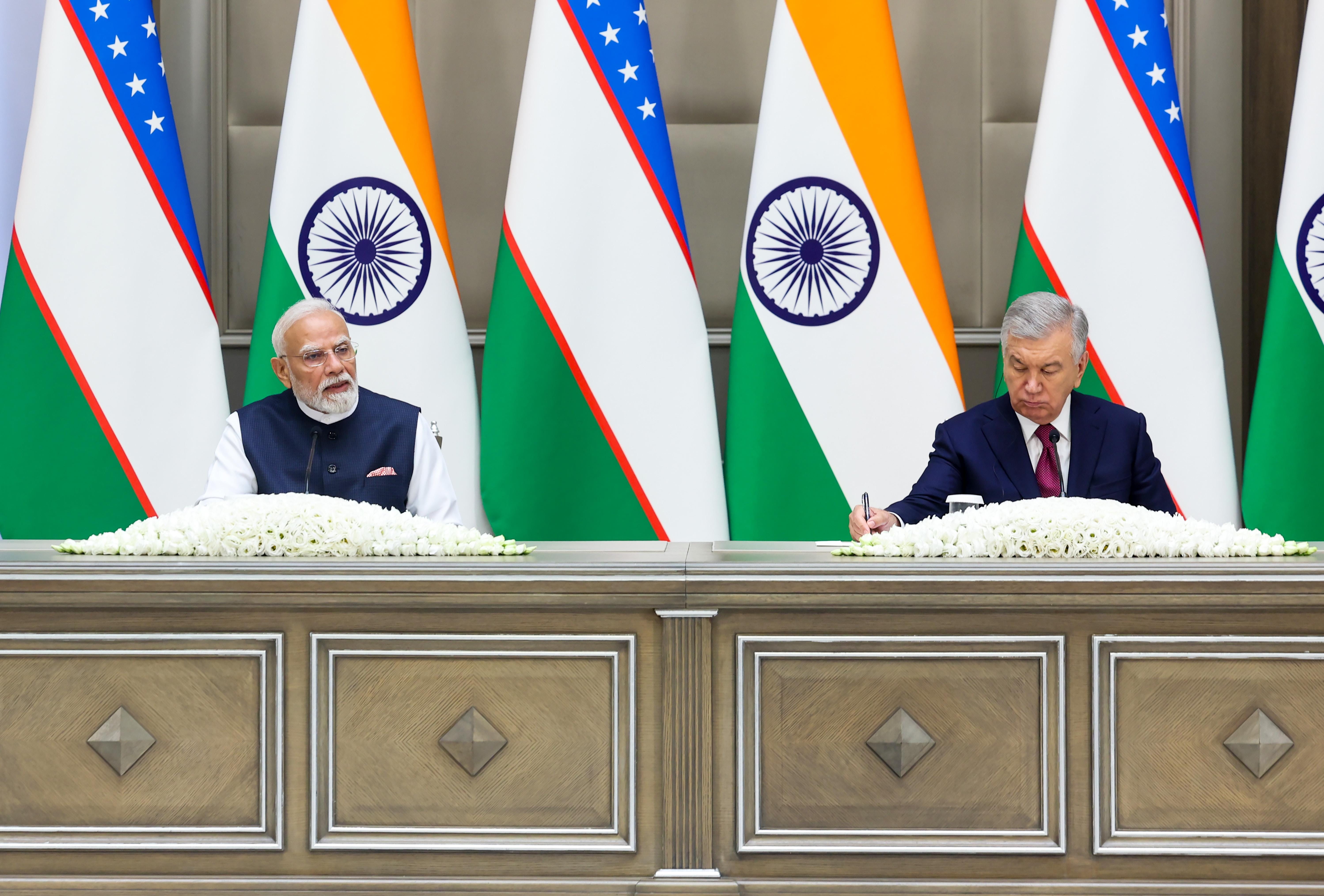 Tashkent: PM Modi-Uzbek Prez Mirziyoyev Joint Press Statement 