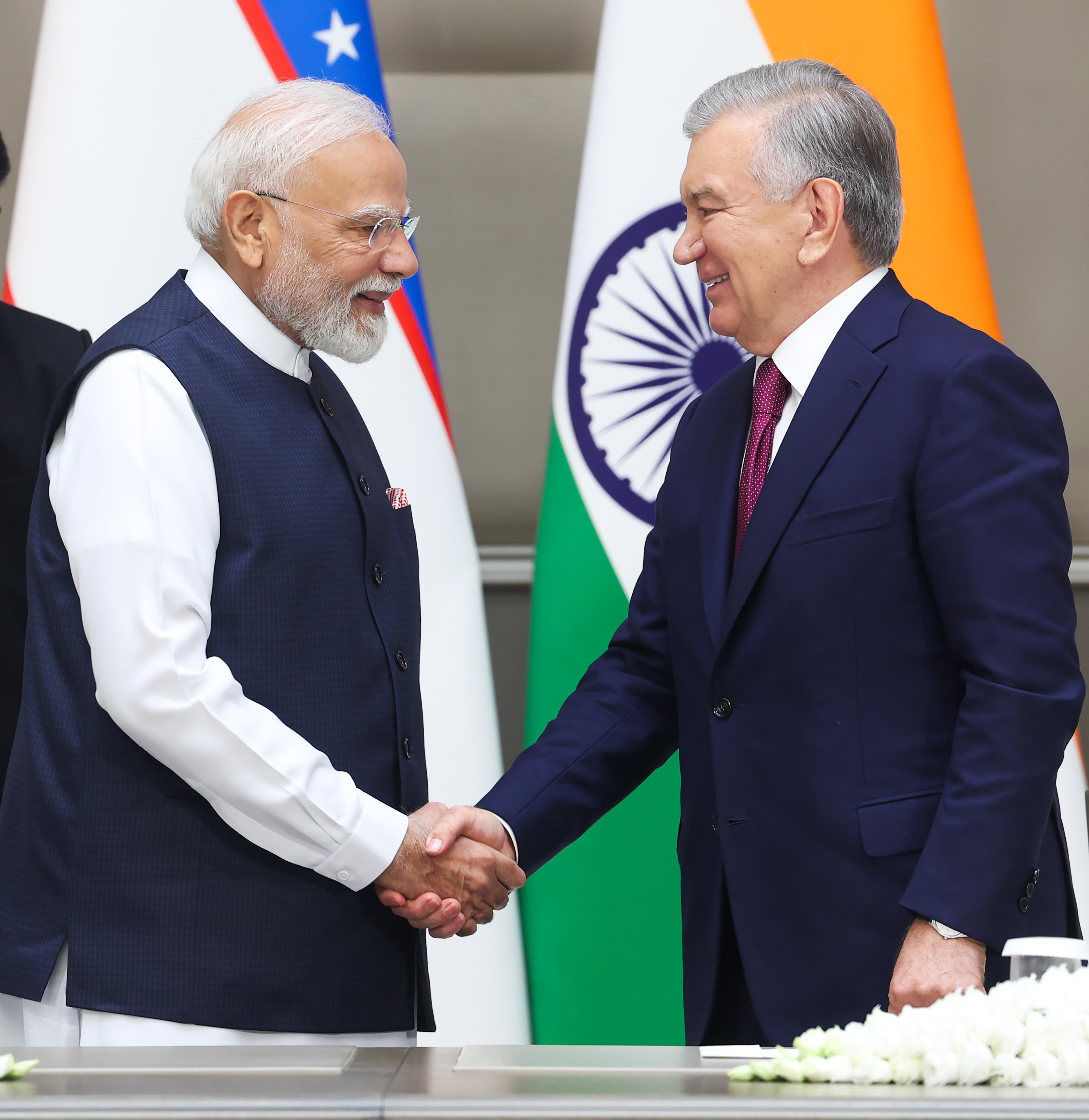 Tashkent: PM Modi-Uzbek Prez Mirziyoyev Joint Press Statement