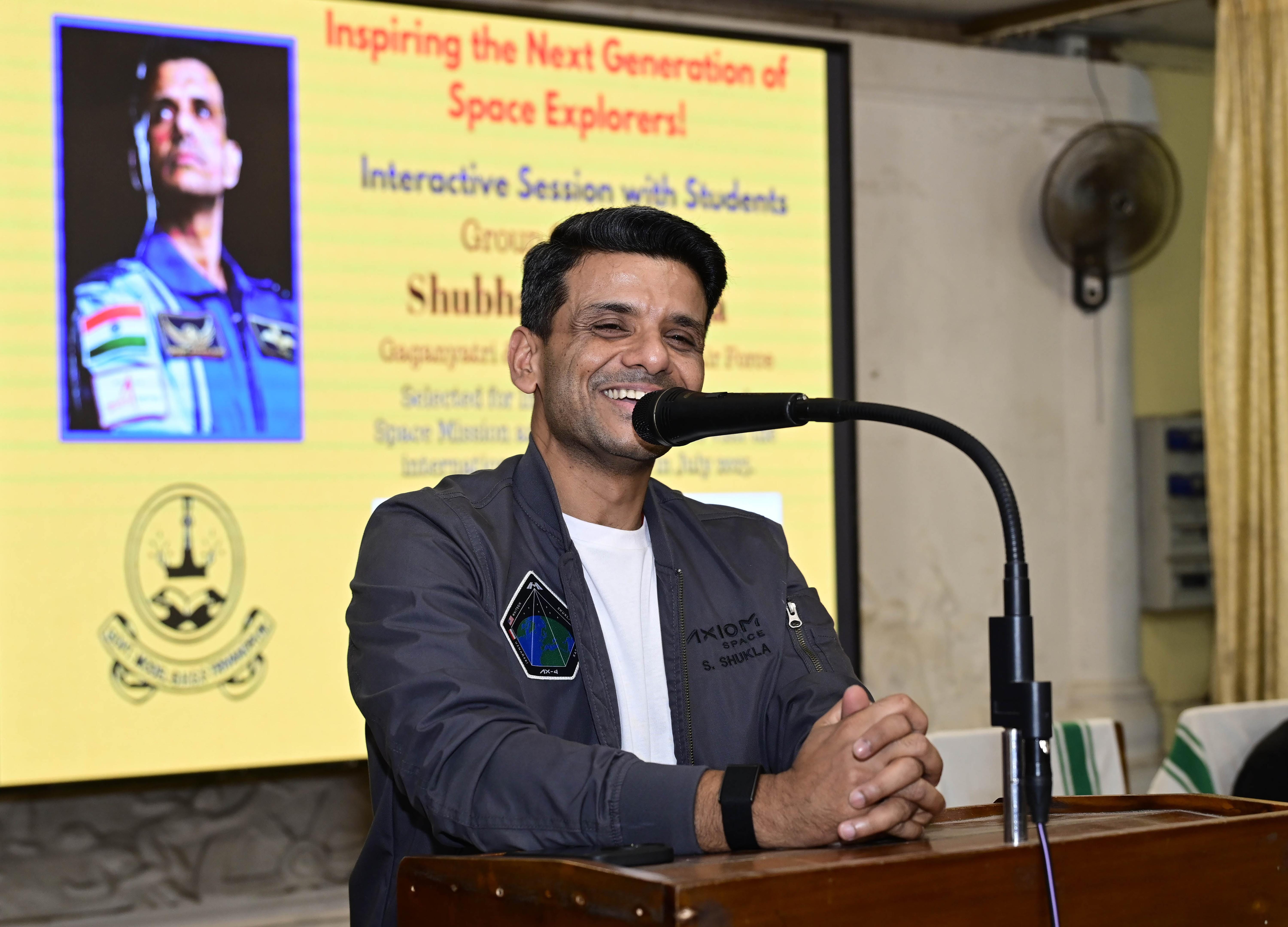 Thiruvananthapuram: Shubhanshu Shukla interacts with students
