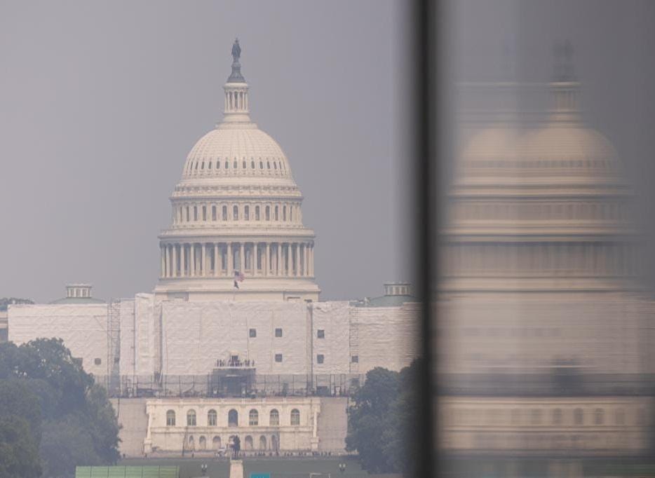 U.S. Capitol building,shrouded,smoke,wildfires,Washington,