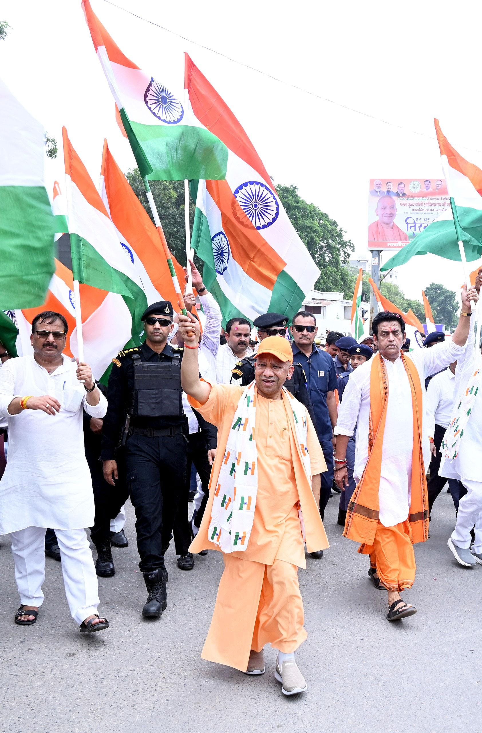 UP CM Yogi leads Tiranga Yatra in Gorakhpur as part of 'Har Ghar Tiranga’ campaign