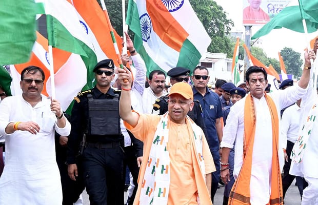 UP CM Yogi leads Tiranga Yatra in Gorakhpur as part of 'Har Ghar Tiranga’ campaign